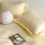 Chiffon Quilted Ruffle Pillowcases (10 Colors) Yellow Pillow Cases