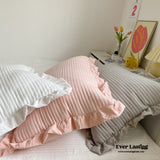 Chiffon Quilted Ruffle Pillowcases / Blue Pillow Cases