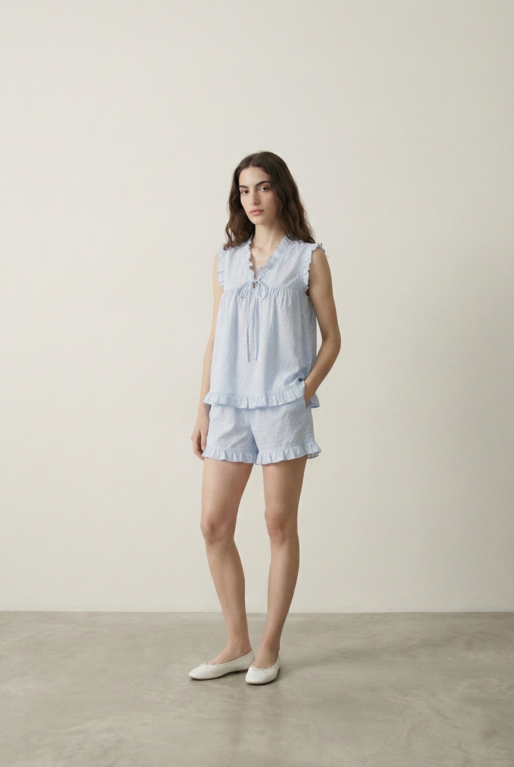  - Ever Lasting - Chloe Cotton Blend Shorts Pajama Set / Blue - Pajamas - Ever Lasting