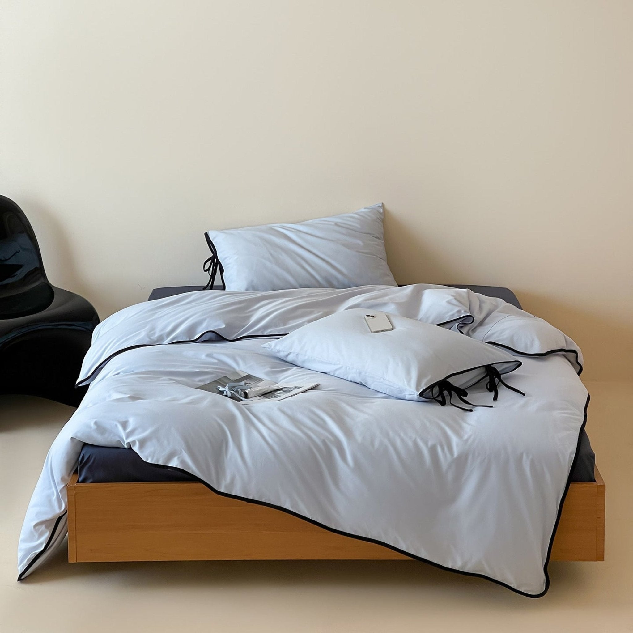 Chloe Minimalist Solid Tie Cotton Bedding Bundle - Ever Lasting