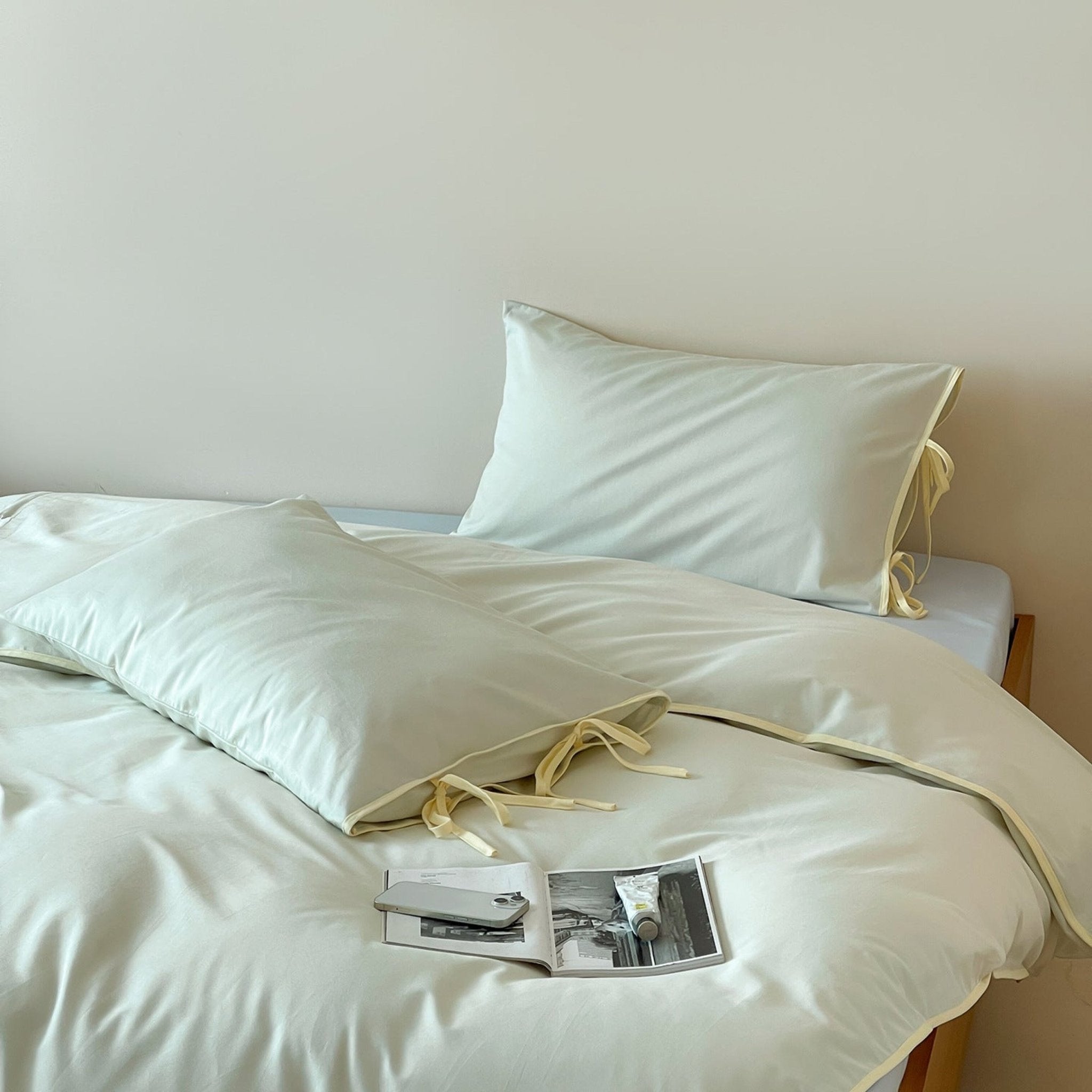 Chloe Minimalist Solid Tie Cotton Bedding Bundle - Ever Lasting