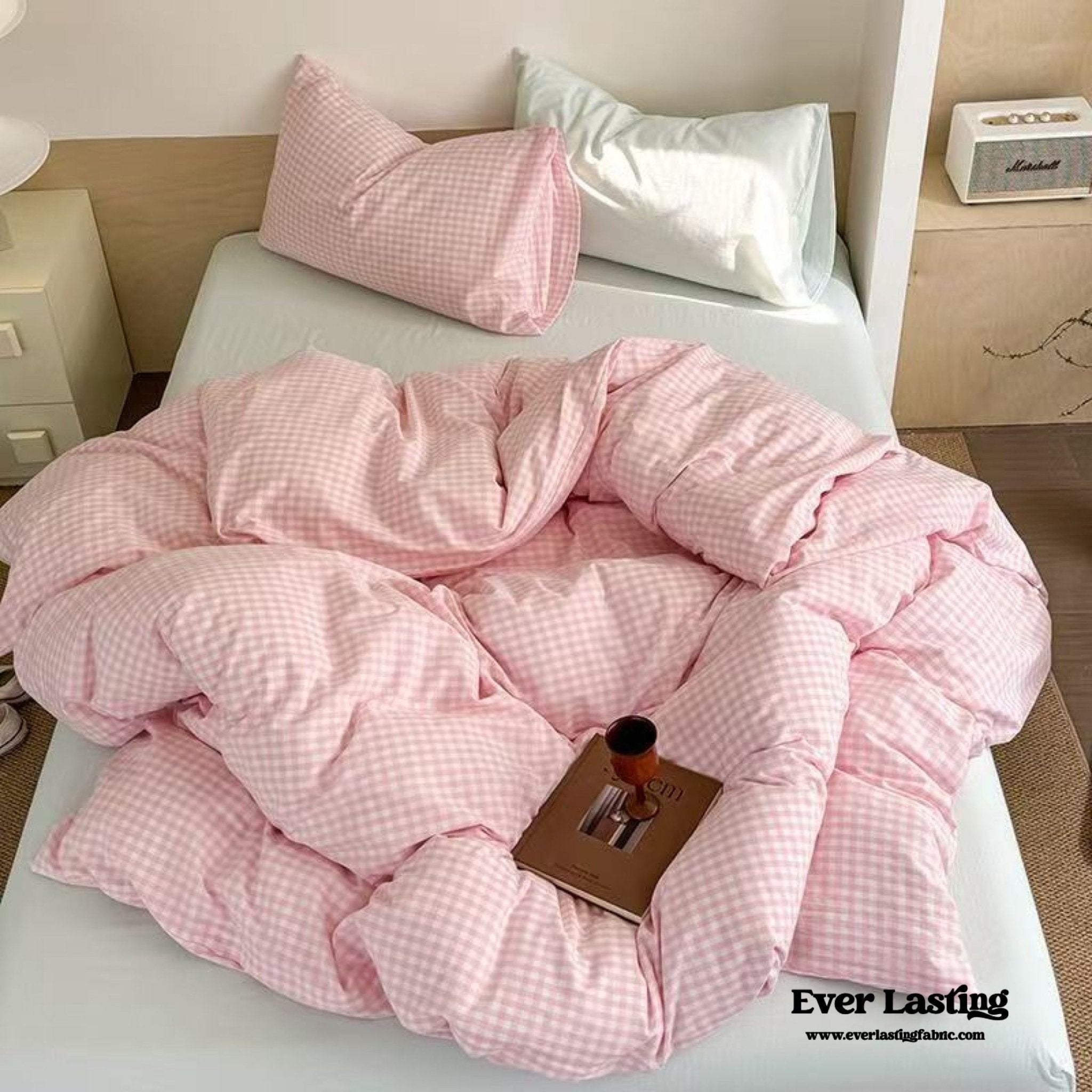 Chloe Pastel Candy Cotton Bedding Set / Purple Plaid - Ever Lasting