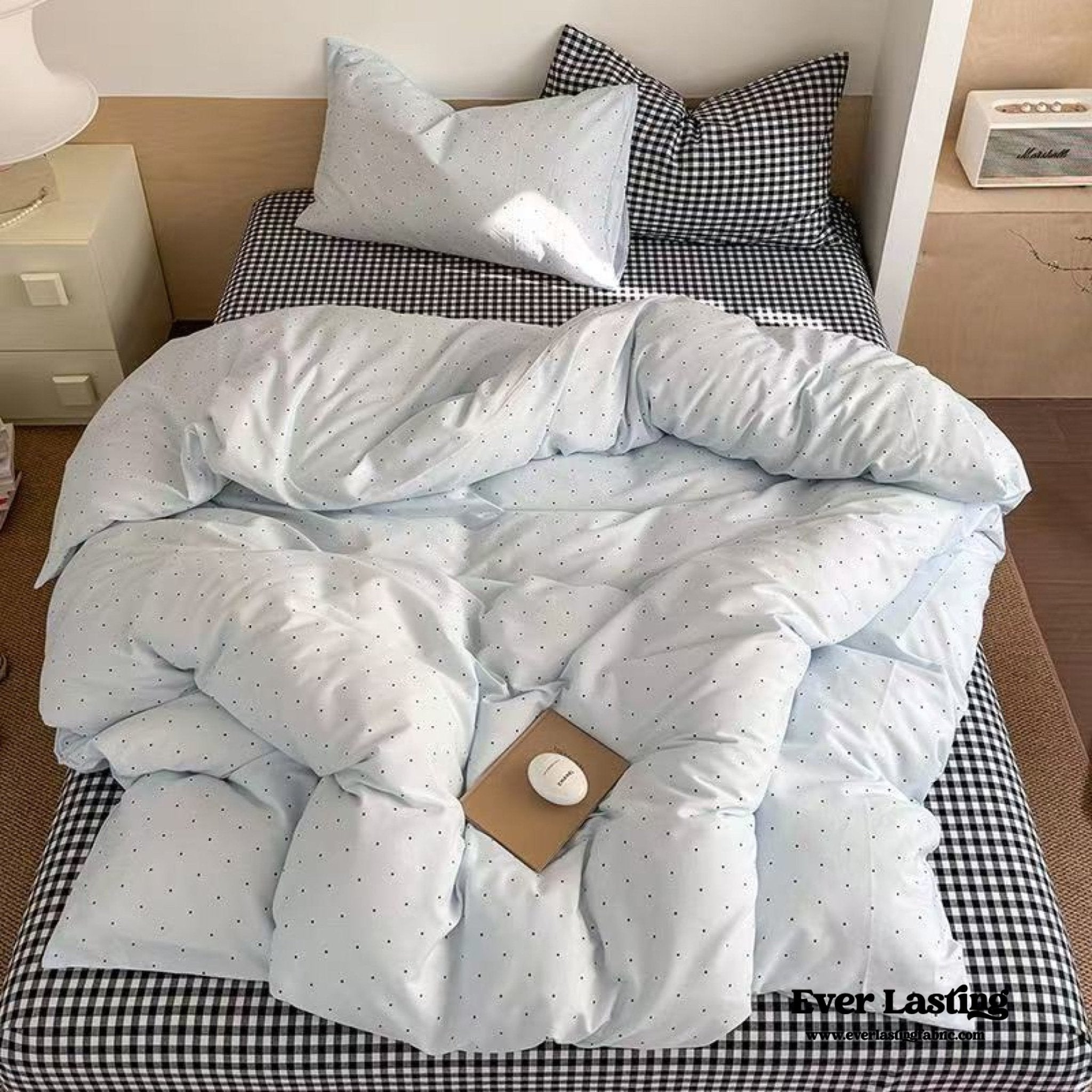 Chloe Pastel Candy Cotton Bedding Set / Purple Plaid - Ever Lasting