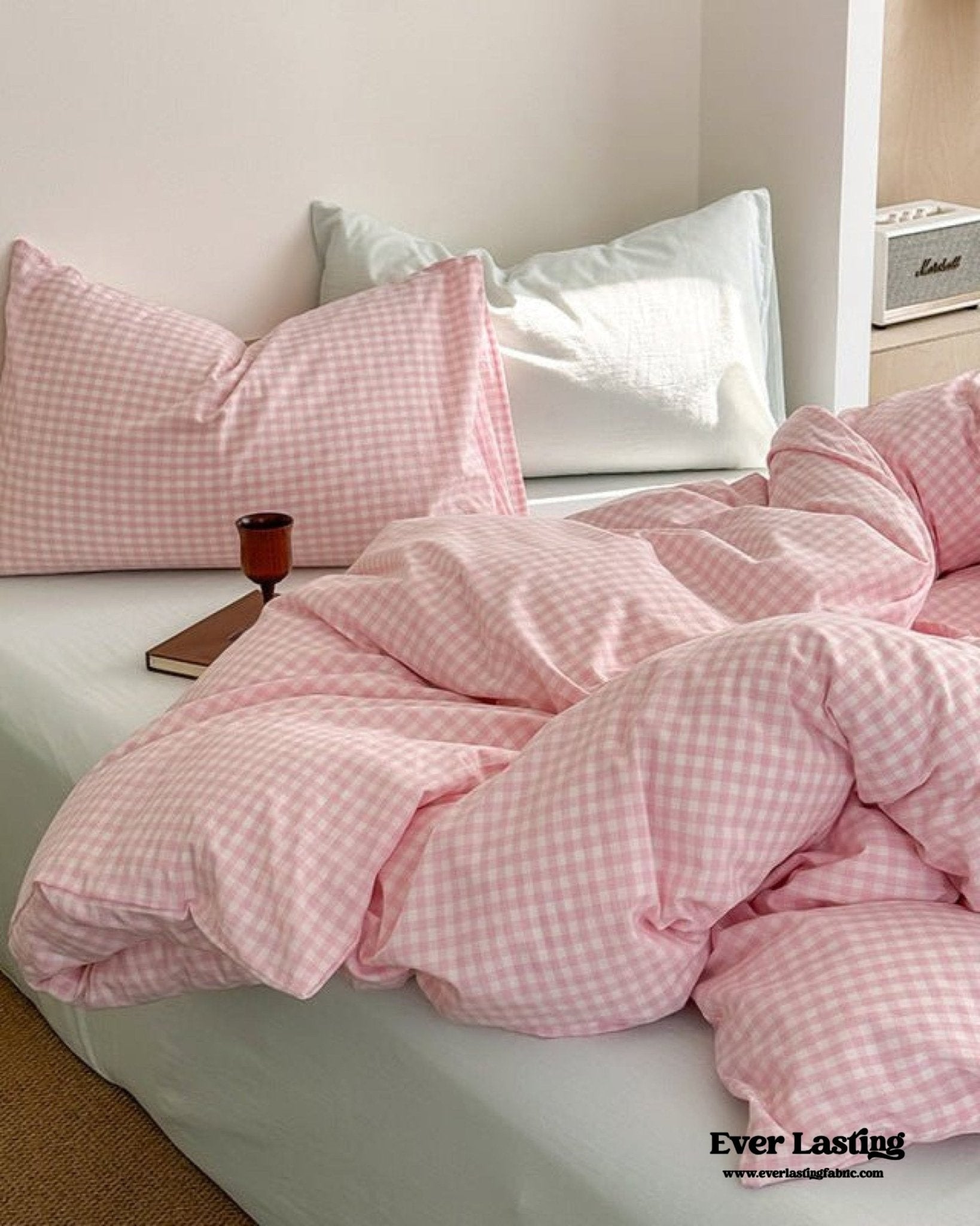 Chloe Pastel Candy Cotton Bedding Set / Purple Plaid - Ever Lasting