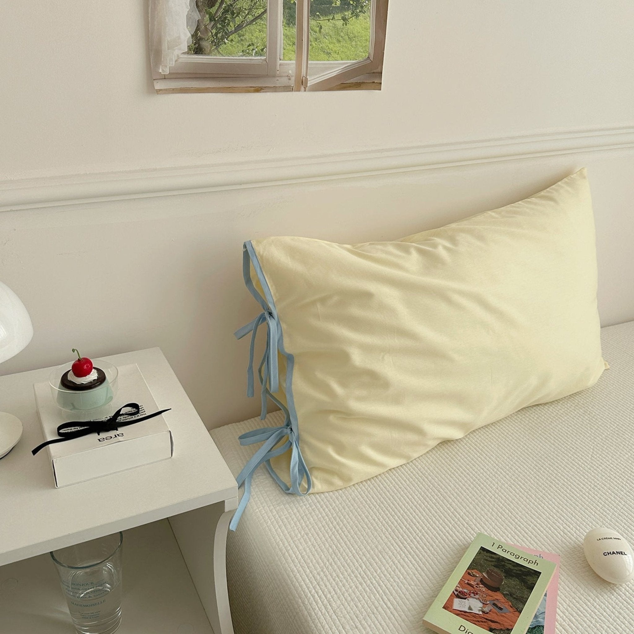 Chloe Solid Tie Pillowcase / Purple with Black Ties - Ever Lasting