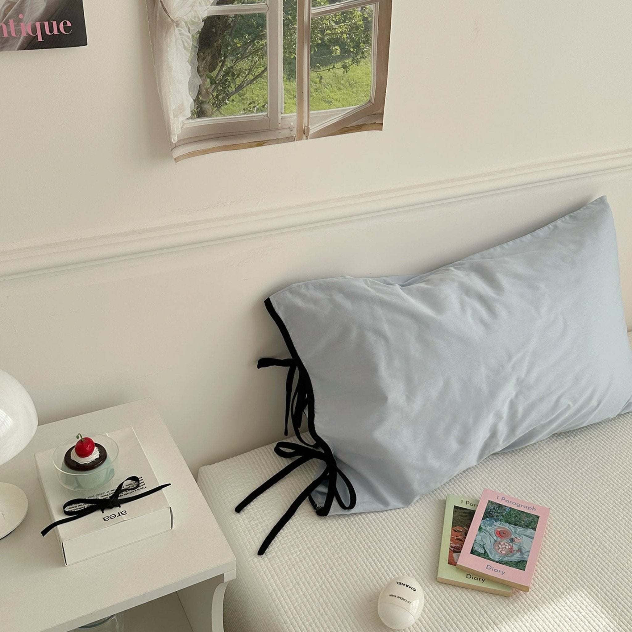 Chloe Solid Tie Pillowcase / Purple with Black Ties - Ever Lasting