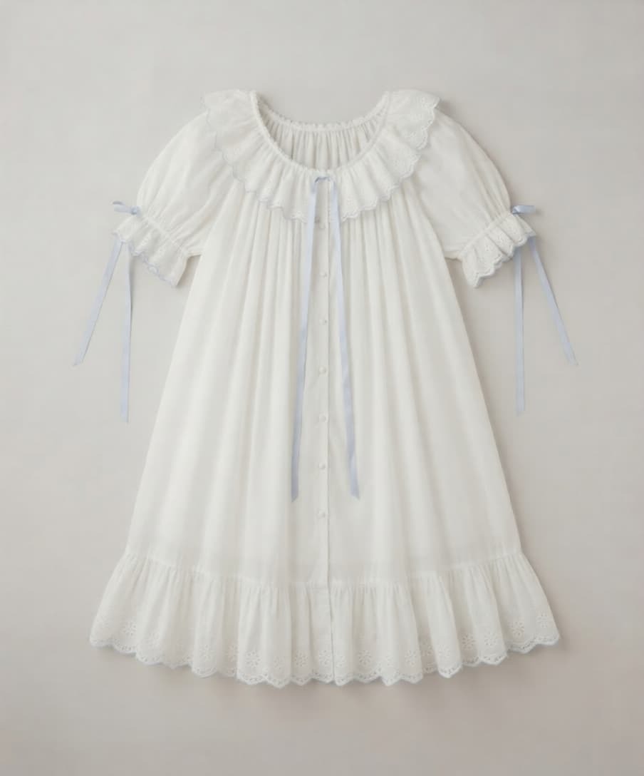 Cloudberry Ruffle Sleeveless Nightgown / White