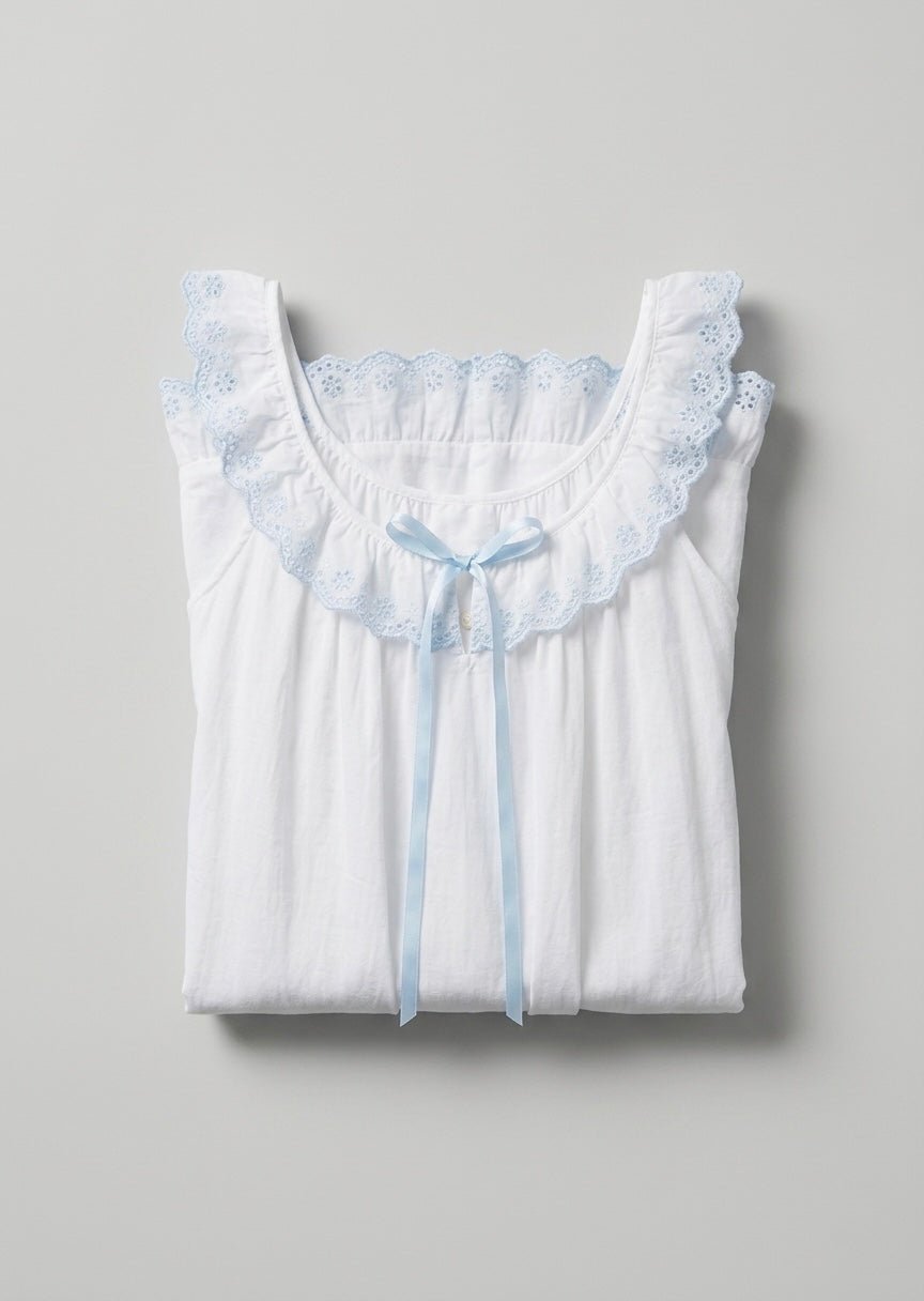 -Ever Lasting - Cloudberry Ruffle Sleeveless Nightgown / White -Pajamas -Ever Lasting