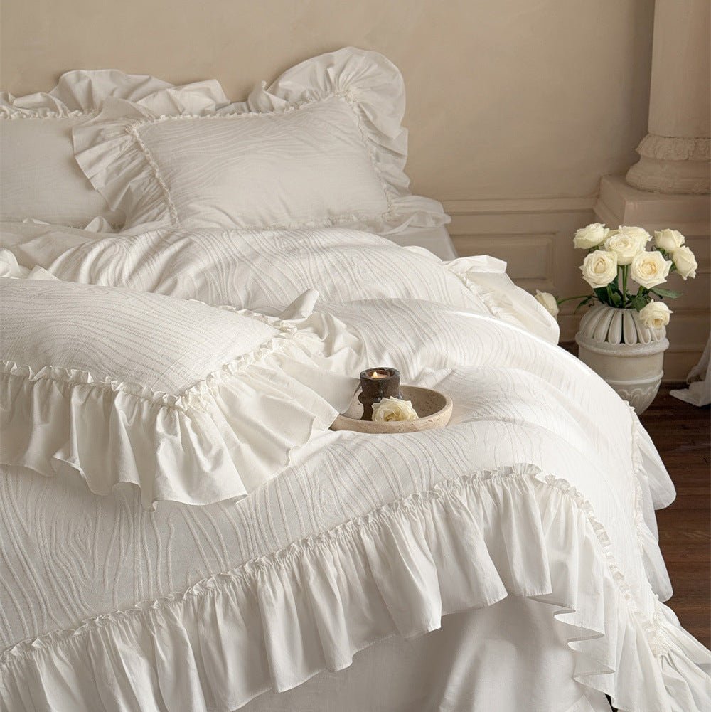  - Ever Lasting - Clover Jacquard Ruffle Lace Bedding Bundle - Bedding Set - Ever Lasting