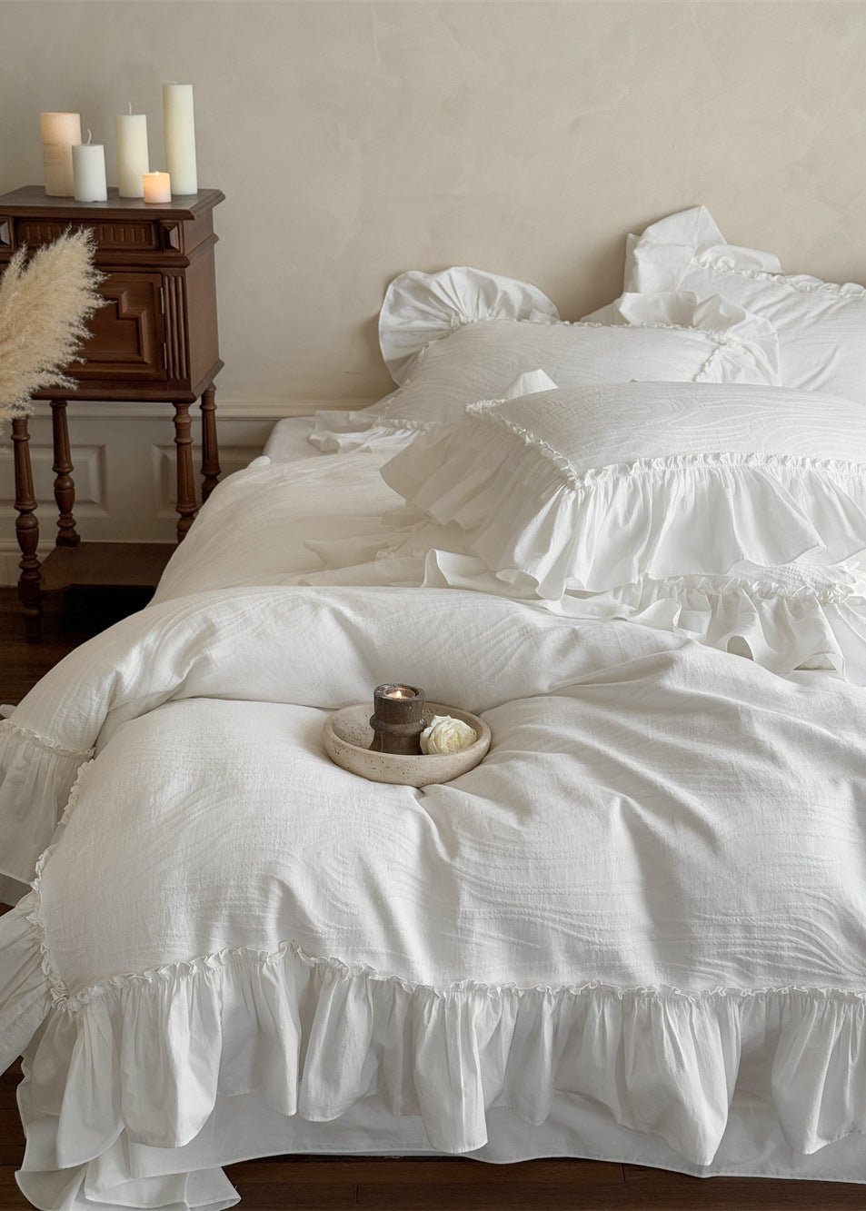  - Ever Lasting - Clover Jacquard Ruffle Lace Bedding Bundle - Bedding Set - Ever Lasting