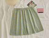 Comfy Padded Tank Shorts Set / Blue Top + Green Gingham Check[Shorts Only] One Size