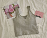 Comfy Padded Tank Shorts Set / Pink Floral Gray [Tank Only] One Size Top