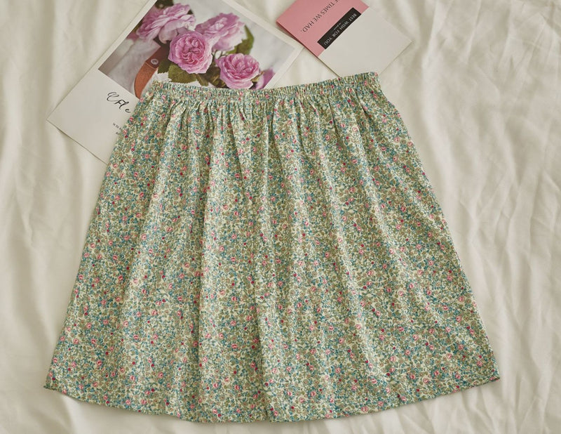 Comfy Padded Tank Shorts Set / Pink Floral Green [Shorts Only] One Size Top