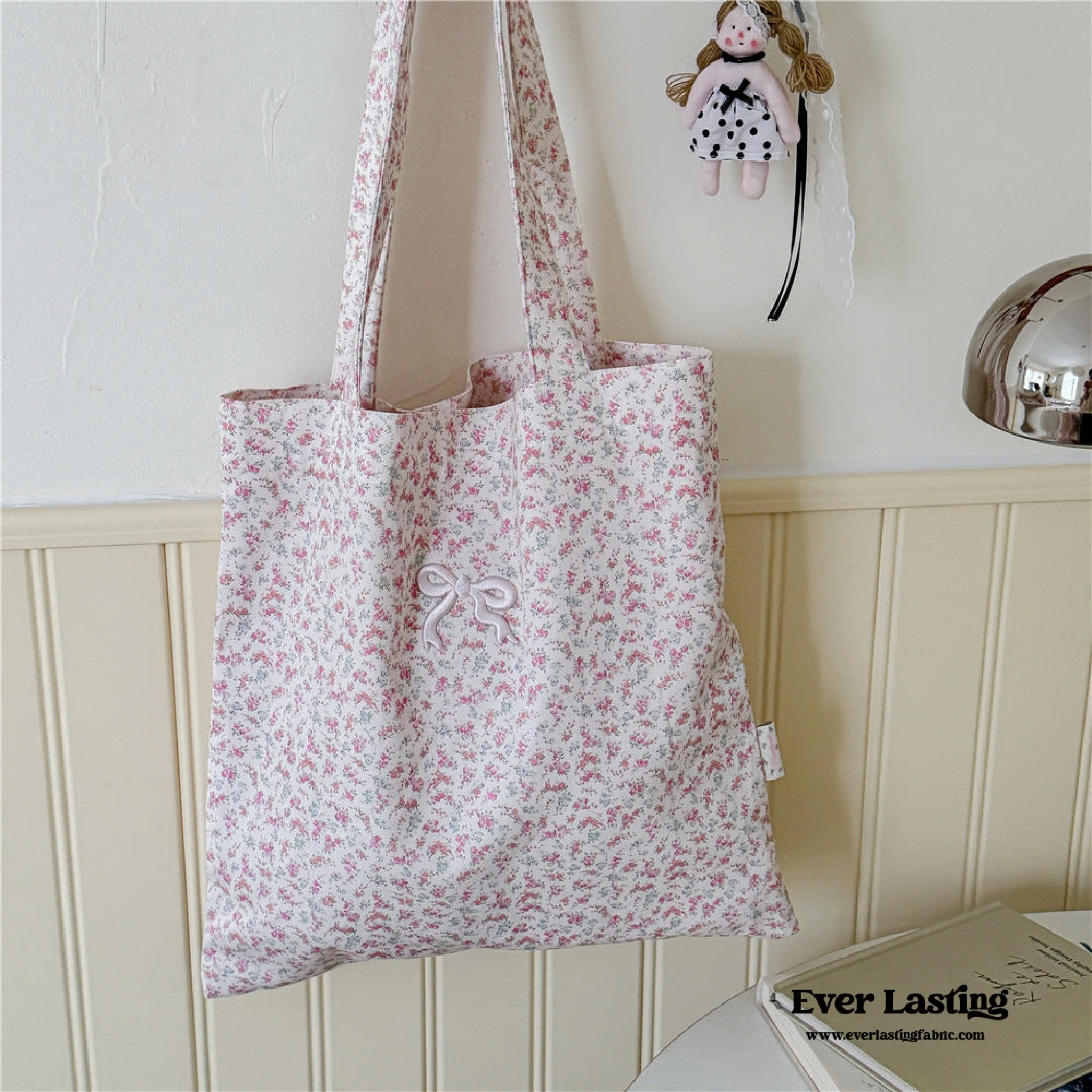 Coquette Floral Ribbon Bow Girly Tote Bag - Ever Lasting