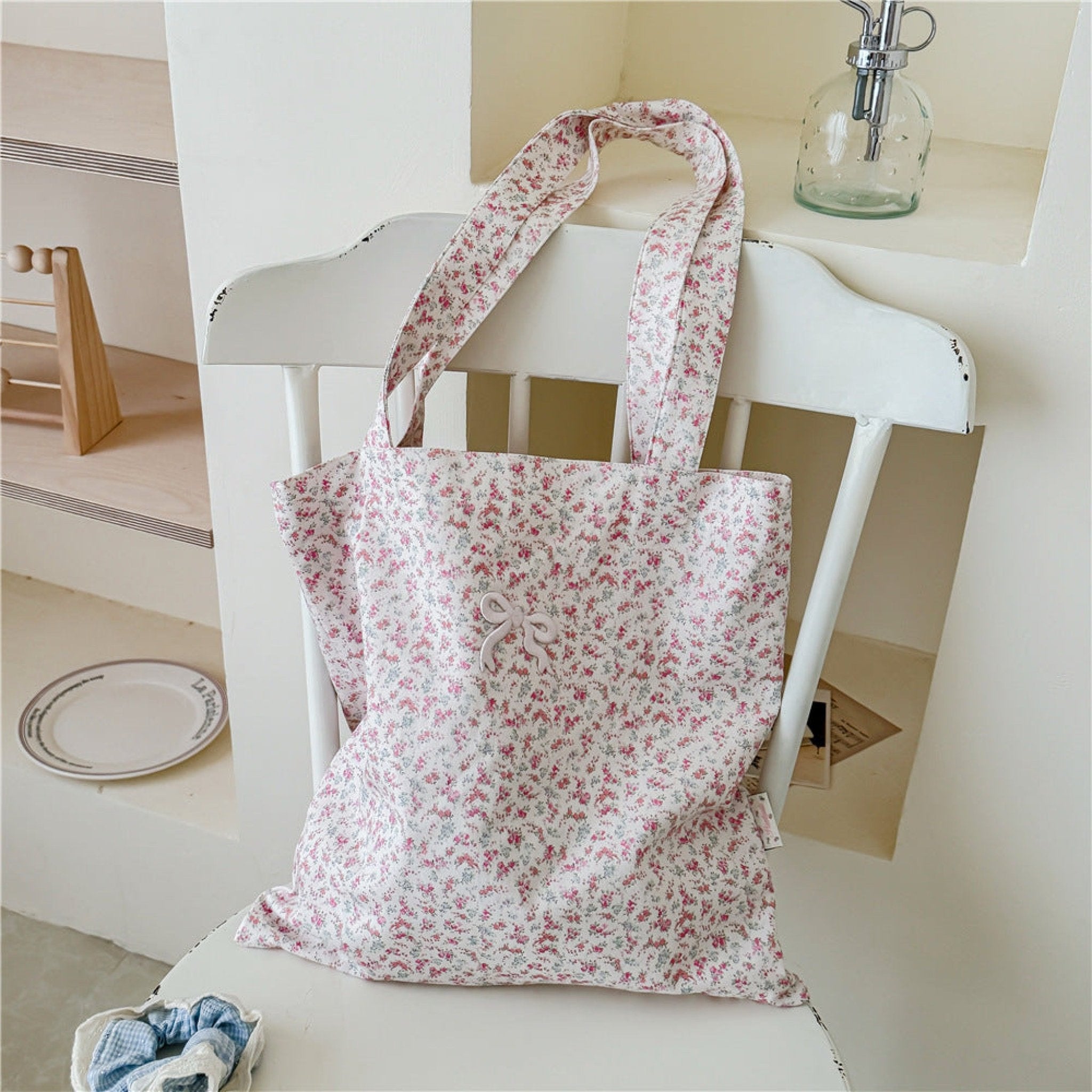 Coquette Floral Ribbon Bow Girly Tote Bag - Ever Lasting