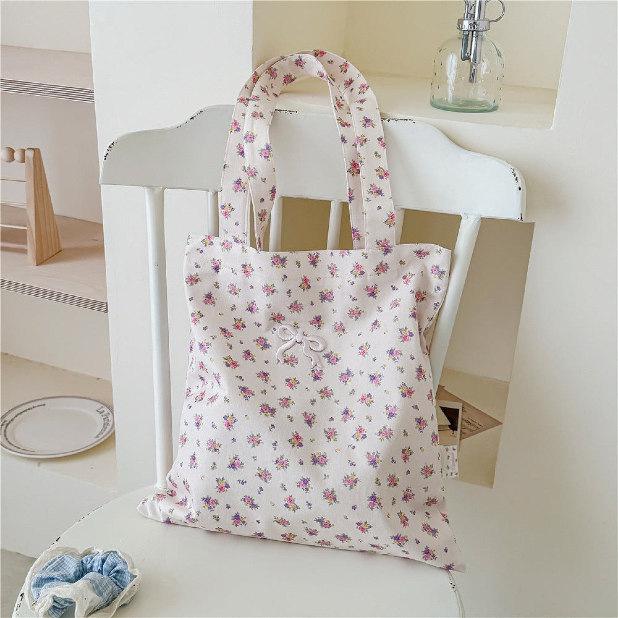 Coquette Floral Ribbon Bow Girly Tote Bag - Ever Lasting
