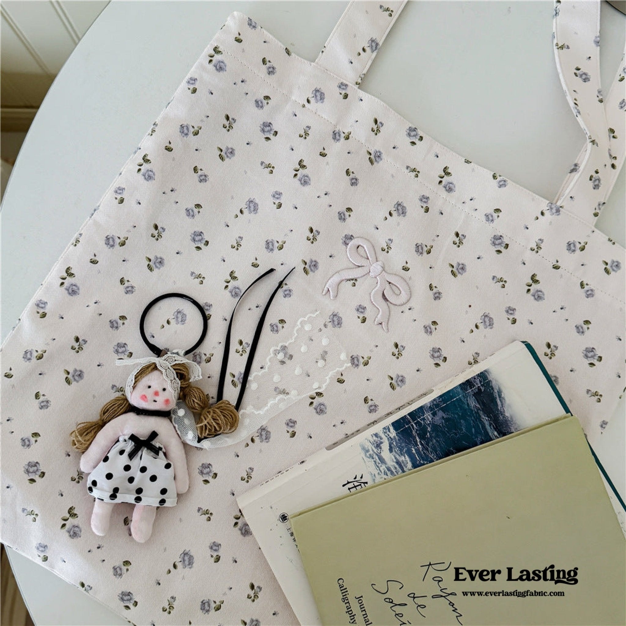 Coquette Floral Ribbon Bow Girly Tote Bag - Ever Lasting