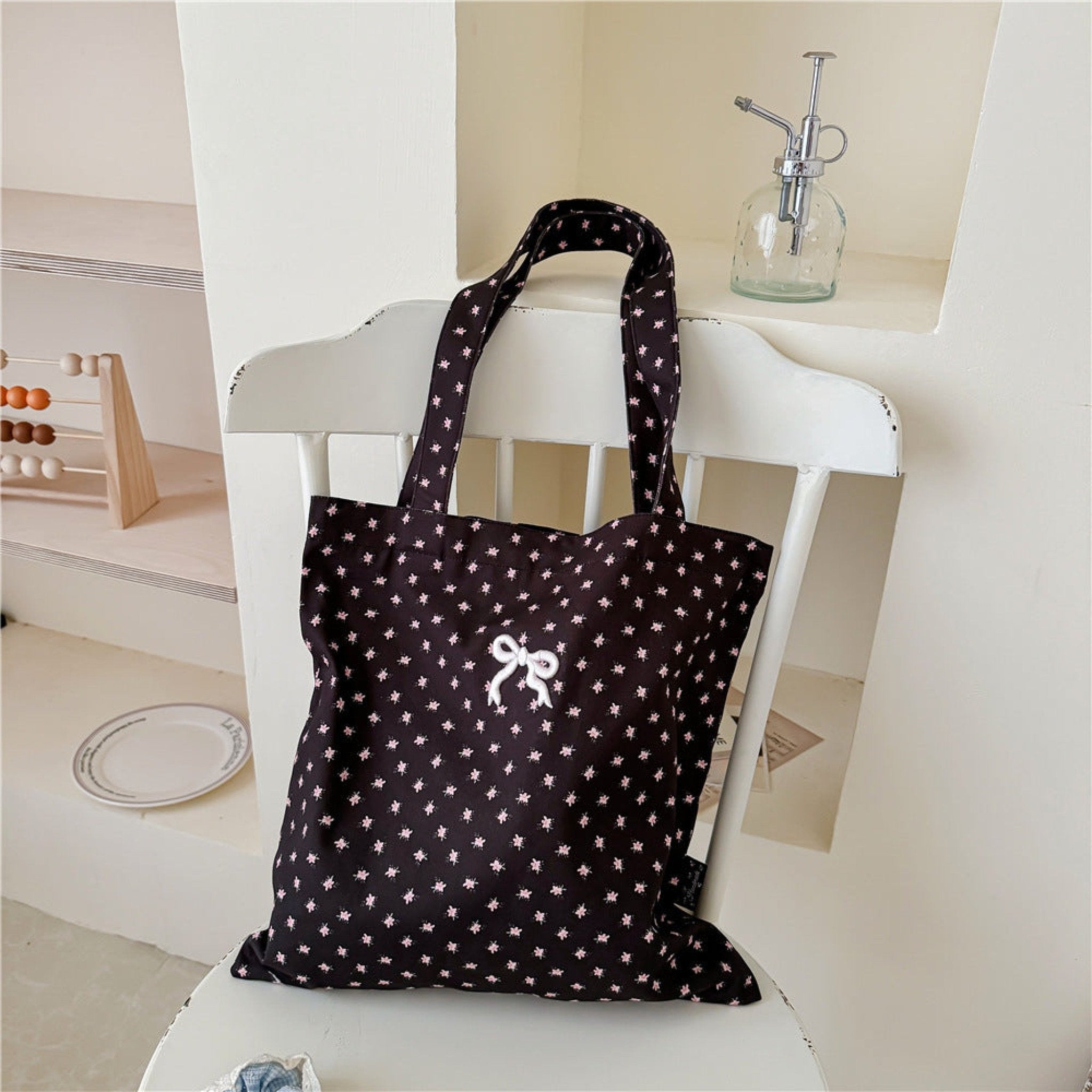 Coquette Floral Ribbon Bow Girly Tote Bag - Ever Lasting