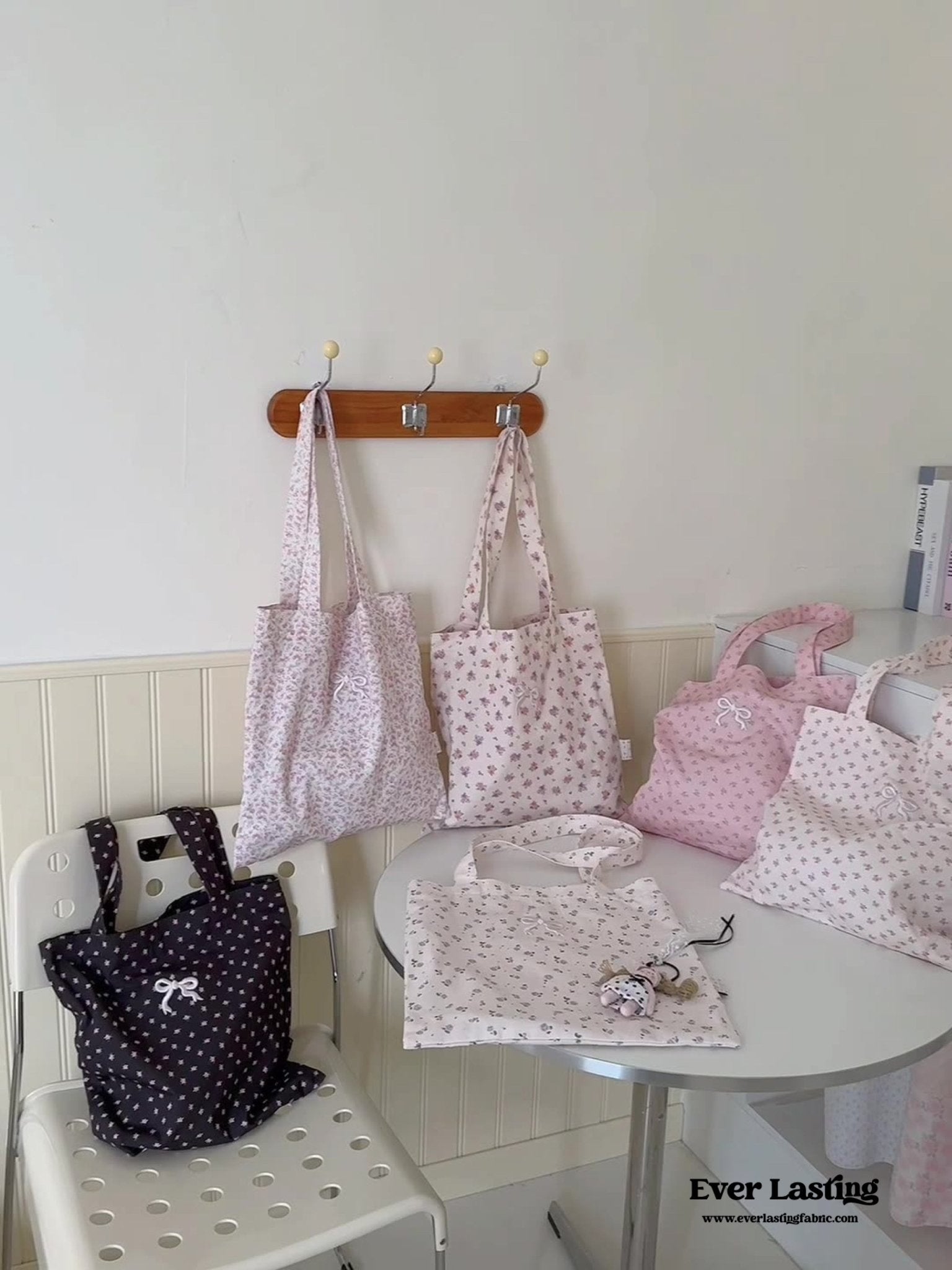 Coquette Floral Ribbon Bow Girly Tote Bag - Ever Lasting