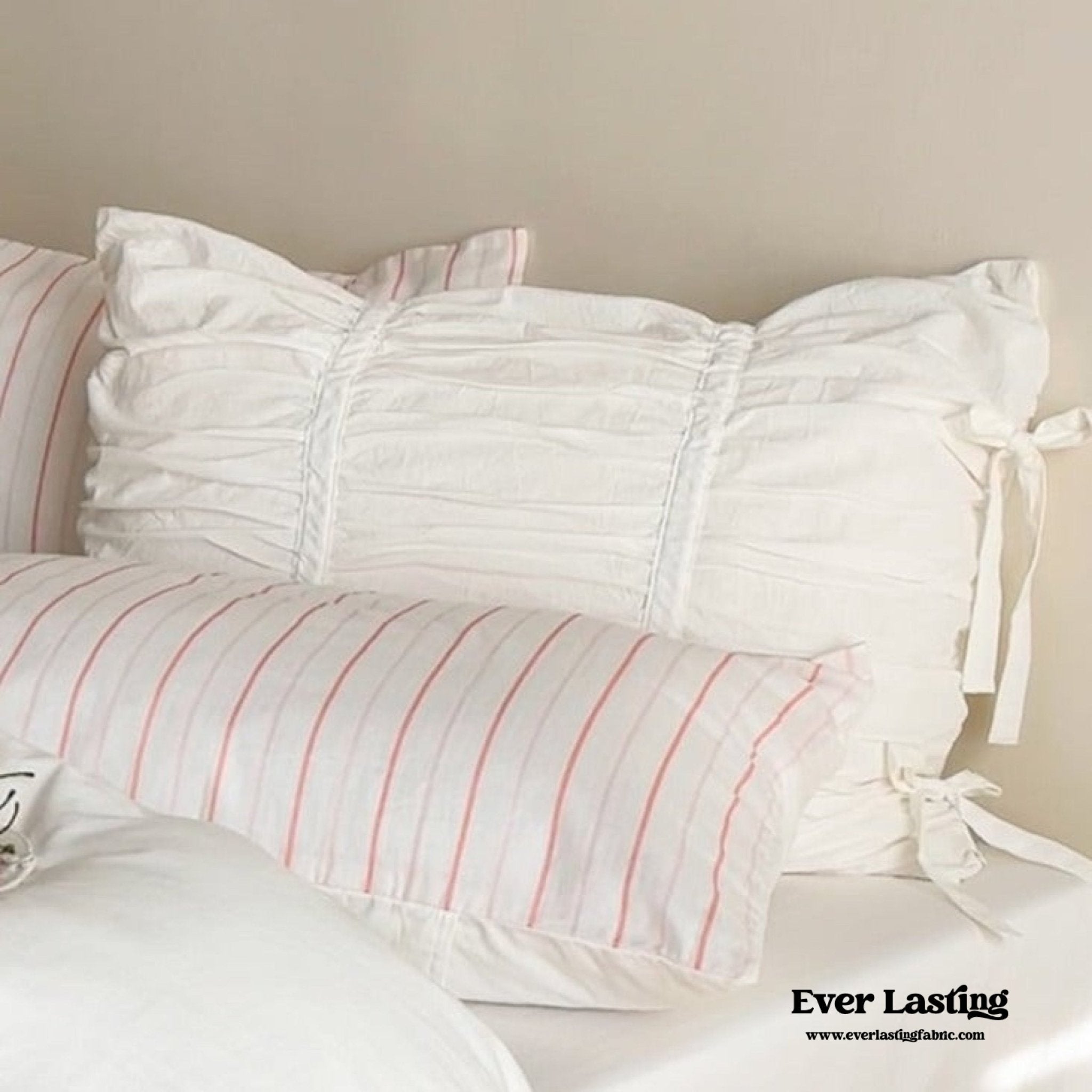 Coquette Ribbon Ties Pillowcases / White - Ever Lasting