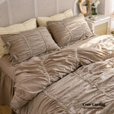 Coquette Ruffle Bedding Set With Ties / Brown