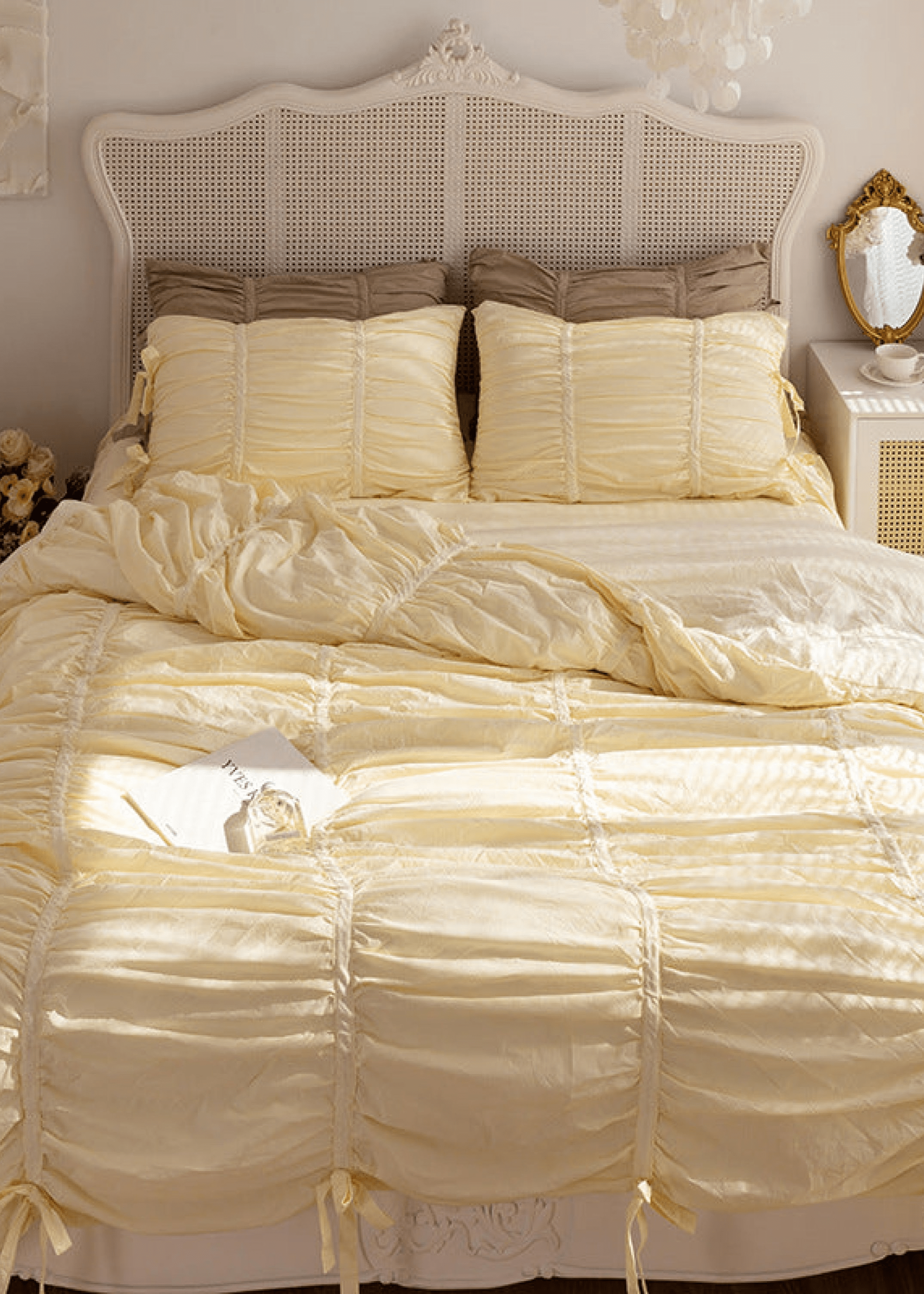  - Ever Lasting - Coquette Ruffle Bedding Set with Ties / Pink - Bedding Set - Ever Lasting