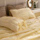 Coquette Ruffle Bedding Set With Ties / Pink Yellow Medium Flat