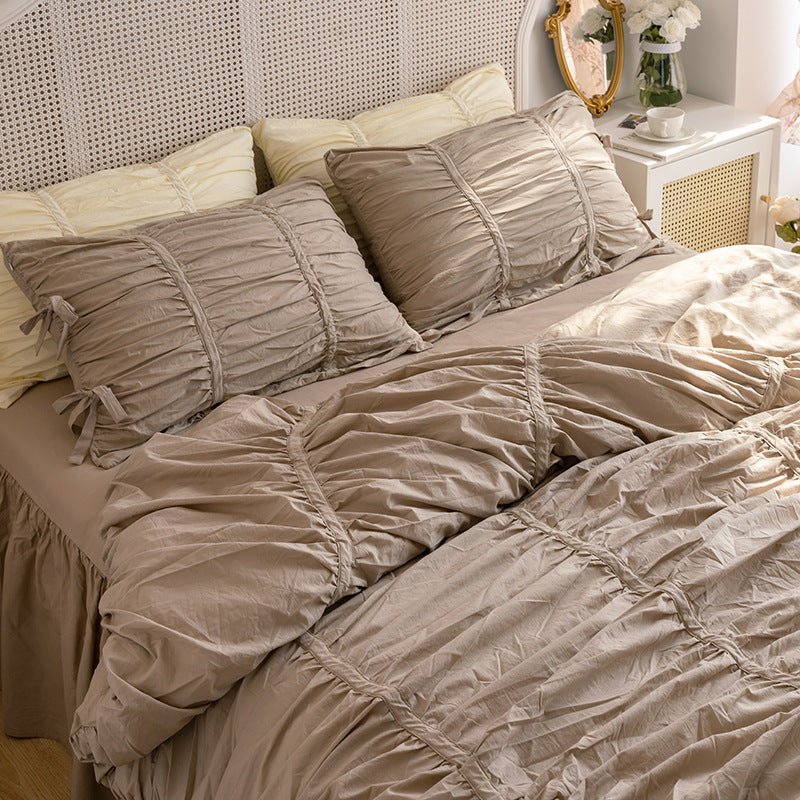  - Ever Lasting - Coquette Ruffle Bedding Set with Ties / White - Bedding Set - Ever Lasting