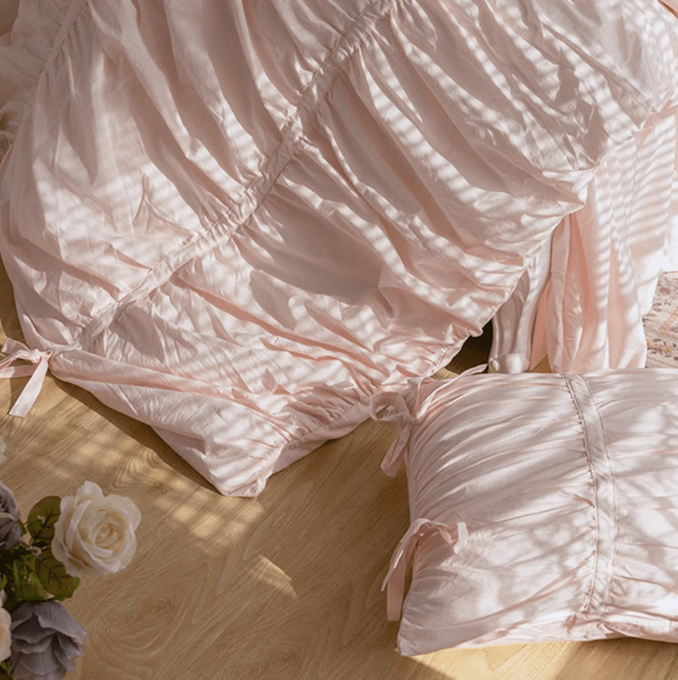  - Ever Lasting - Coquette Ruffle Bedding Set with Ties / White - Bedding Set - Ever Lasting