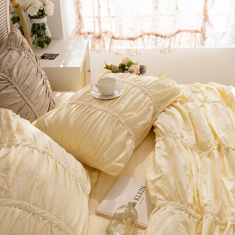  - Ever Lasting - Coquette Ruffle Bedding Set with Ties / White - Bedding Set - Ever Lasting