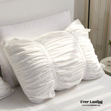 Coquette Ruffle Bedding Set With Ties / White