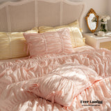 Coquette Ruffle Bedding Set With Ties / White