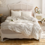 Coquette Ruffle Bedding Set With Ties / White