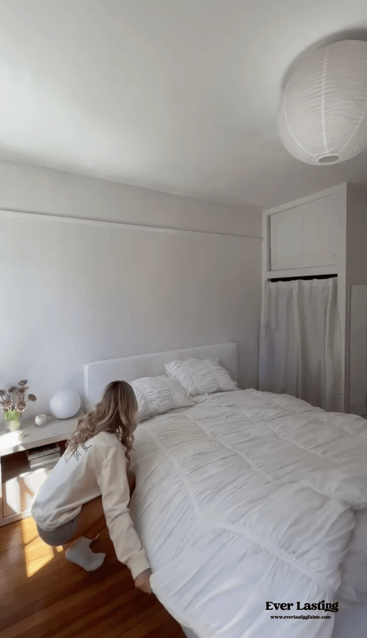 Coquette Ruffle Ribbon Ties Duvet Cover / White - Ever Lasting