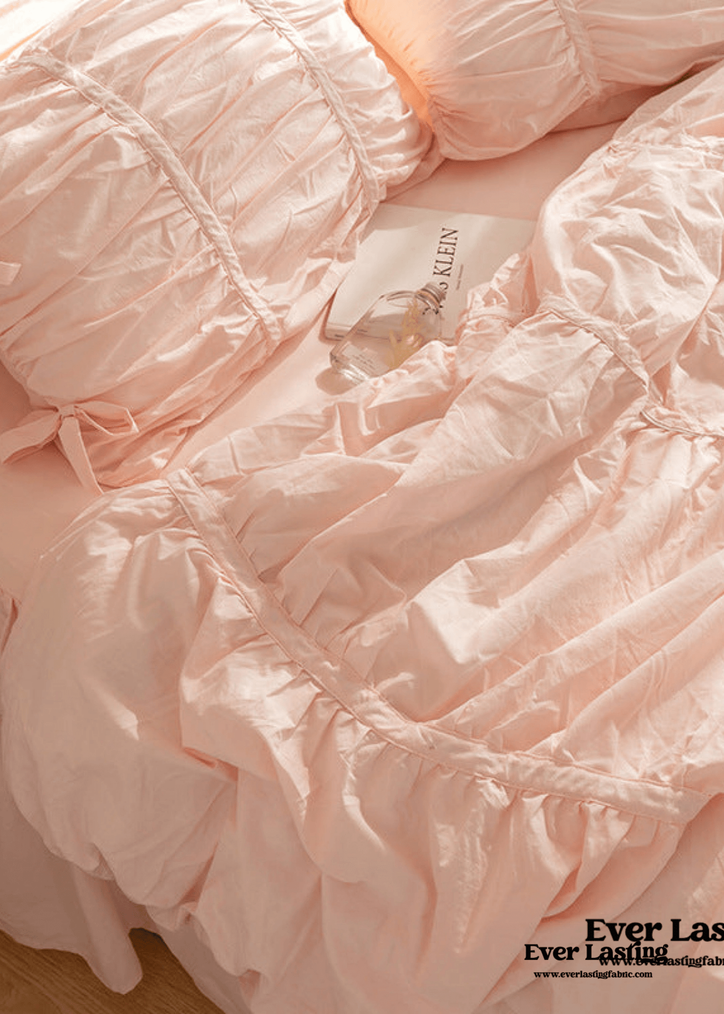 Coquette Ruffle Ribbon Ties Duvet Cover / White - Ever Lasting