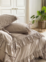 Coquette Ruffle Washed Cotton Bedding Set / Khaki