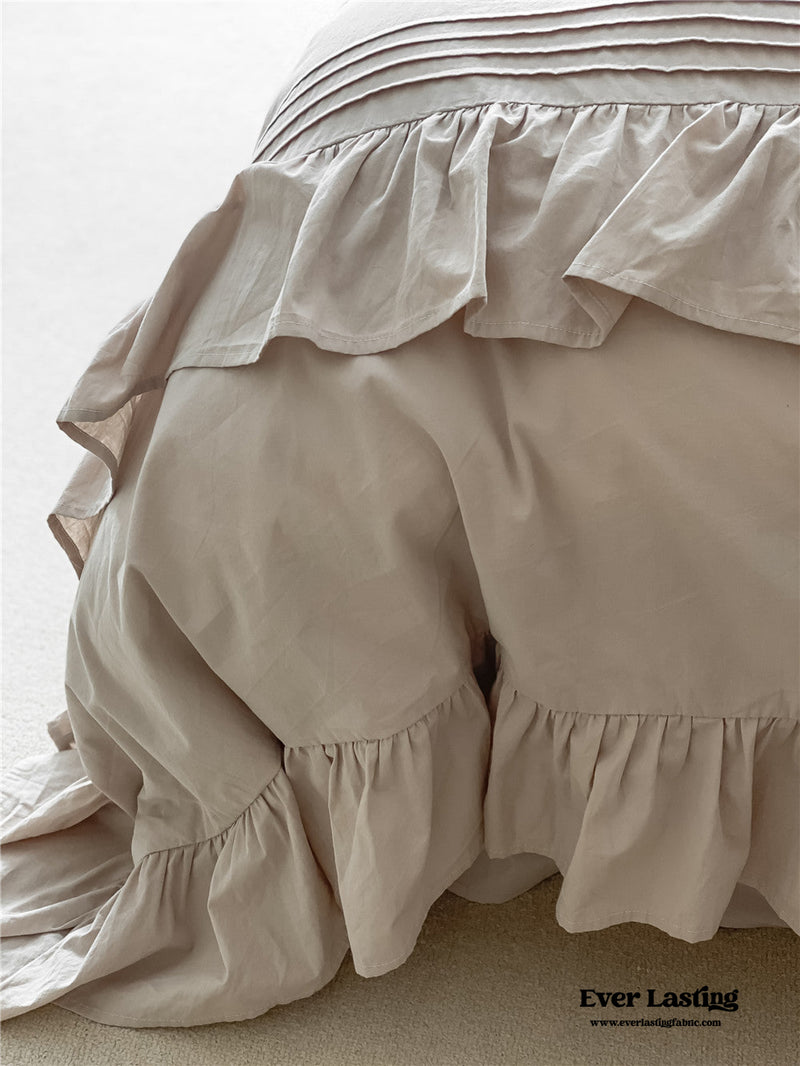 Coquette Ruffle Washed Cotton Bedding Set / Khaki