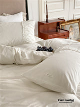 Coquette Solid Textured Washed Cotton Ruffle Bedding Bundle