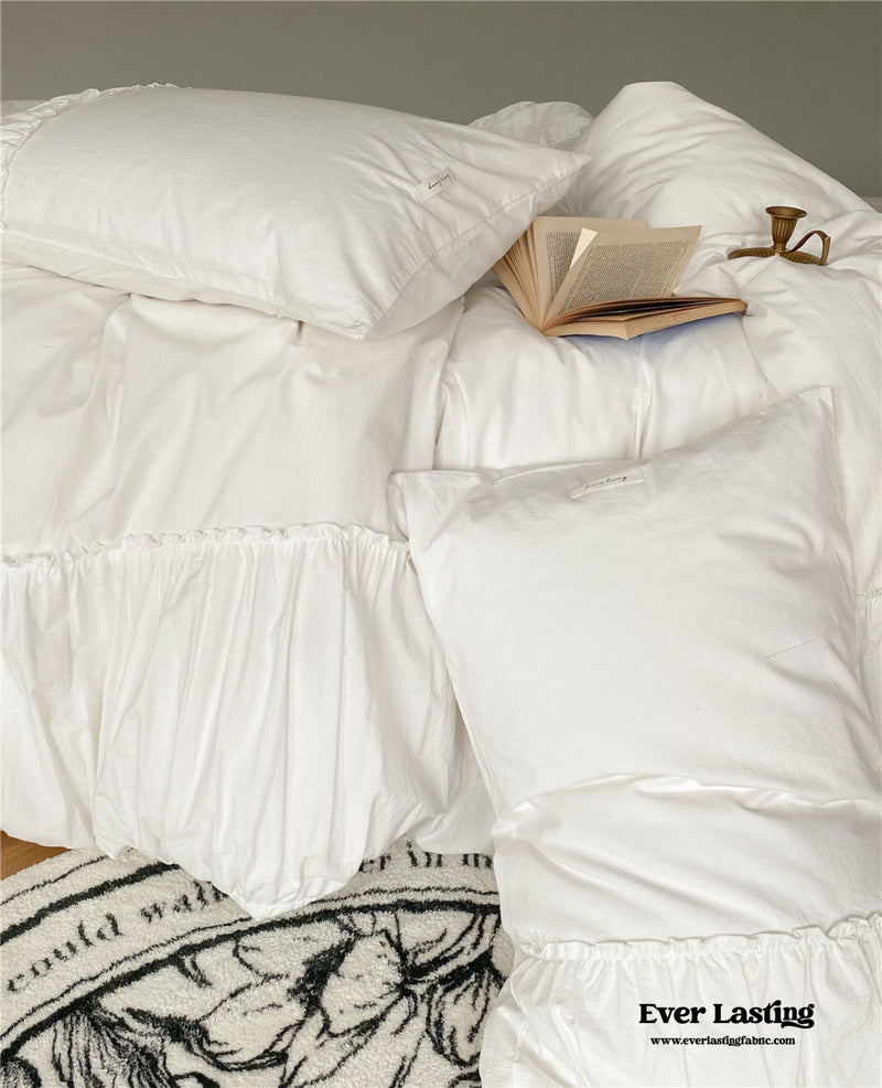 Coquette Solid Textured Washed Cotton Ruffle Bedding Set / Burnt Orange