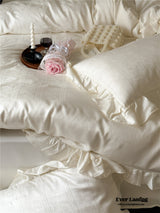 Coquette Tencel Silky Ruffle Bedding Set / White