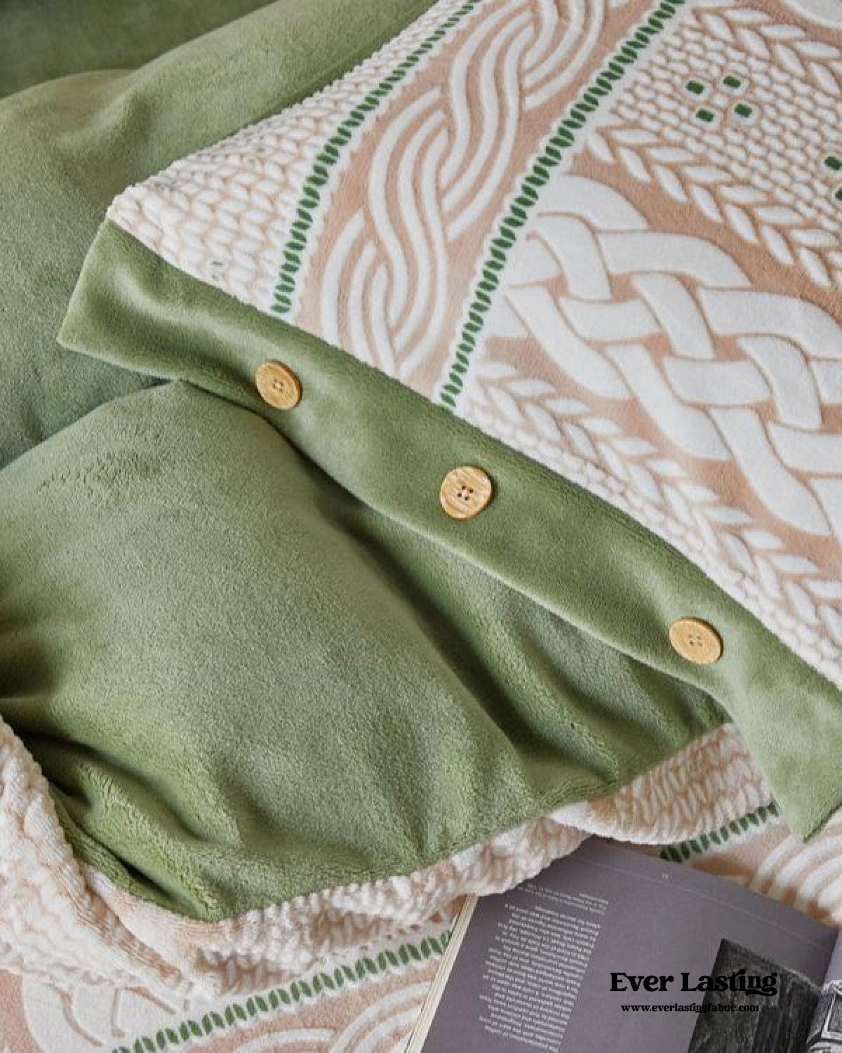 Cottage Braided Button Velvet Bedding Set / Cream - Ever Lasting