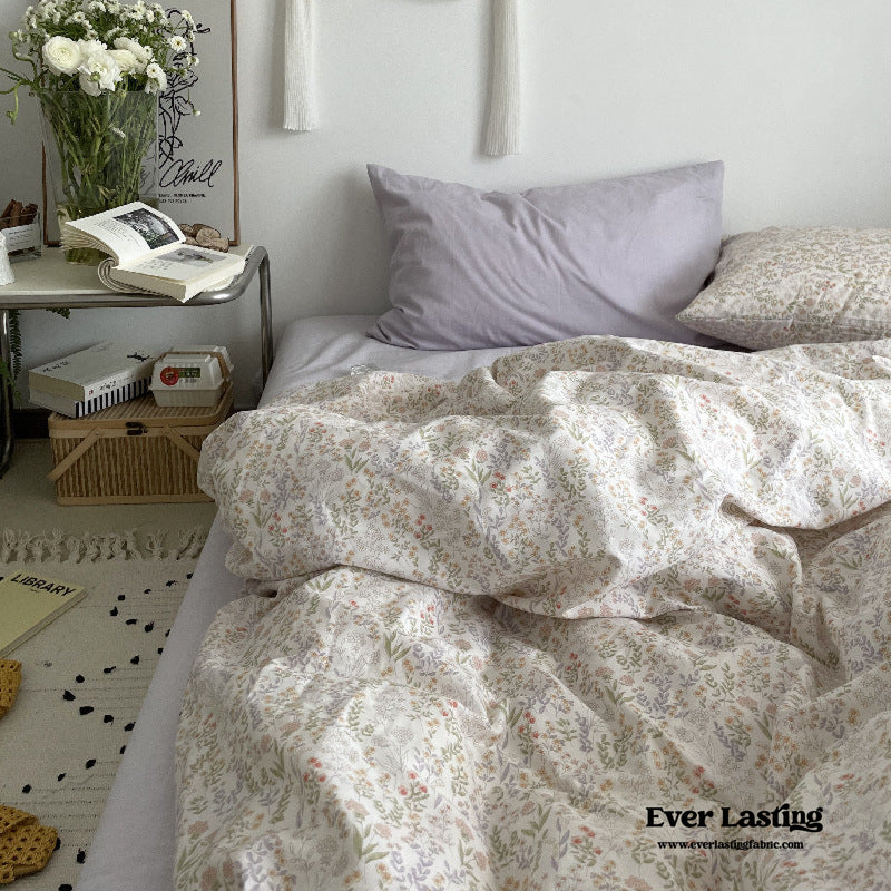 Cottage Floral Bedding Set / Dusty Purple