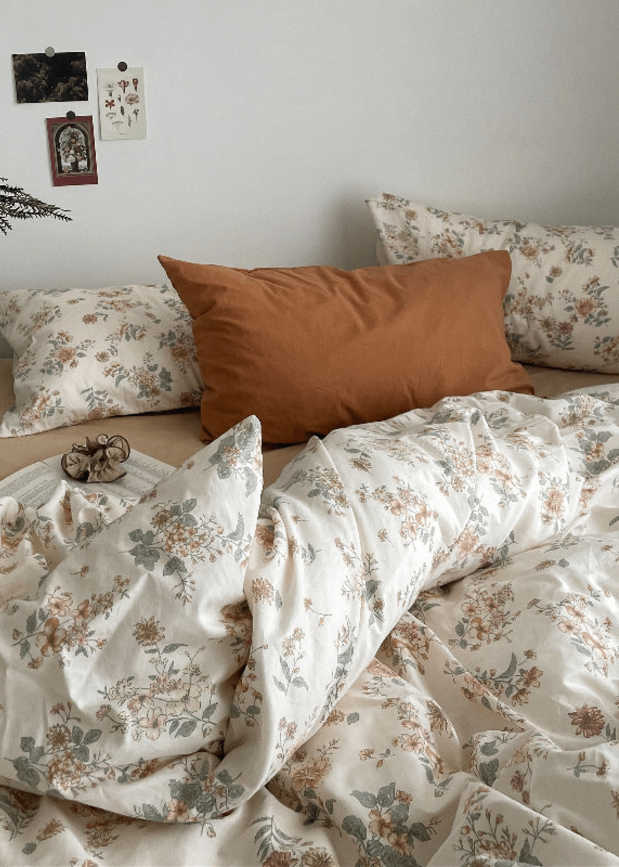  - Ever Lasting - Cottage Floral Bedding Set / Orange Beige - Bedding Set - Ever Lasting