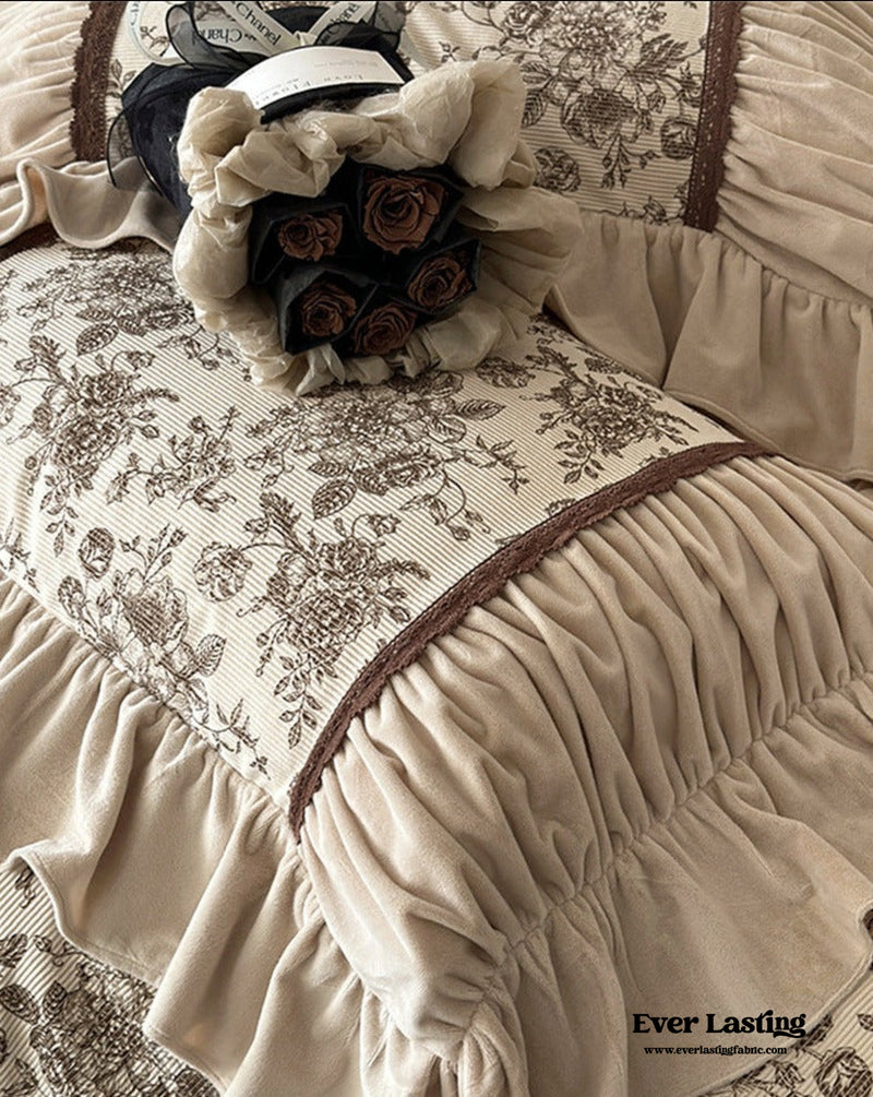 Cottage Floral Latte Ruffle Bedding Bundle