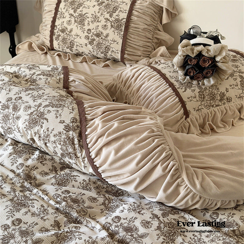 Cottage Floral Latte Ruffle Bedding Bundle