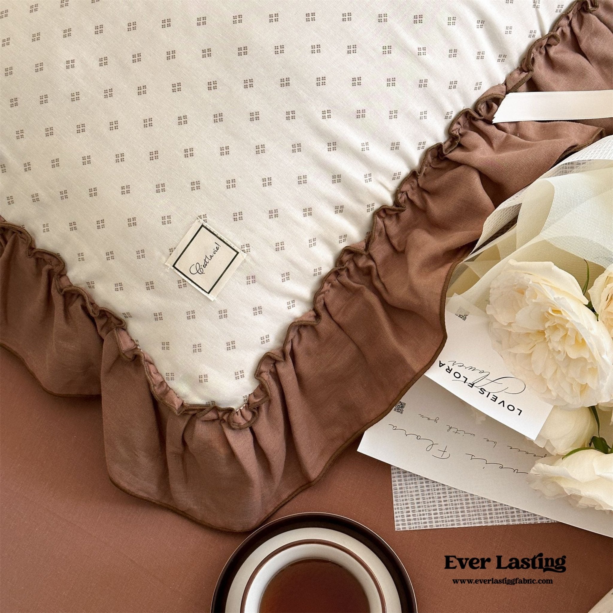 Cottage Inspired Ruffle Bedding Set / Ash Blue - Ever Lasting