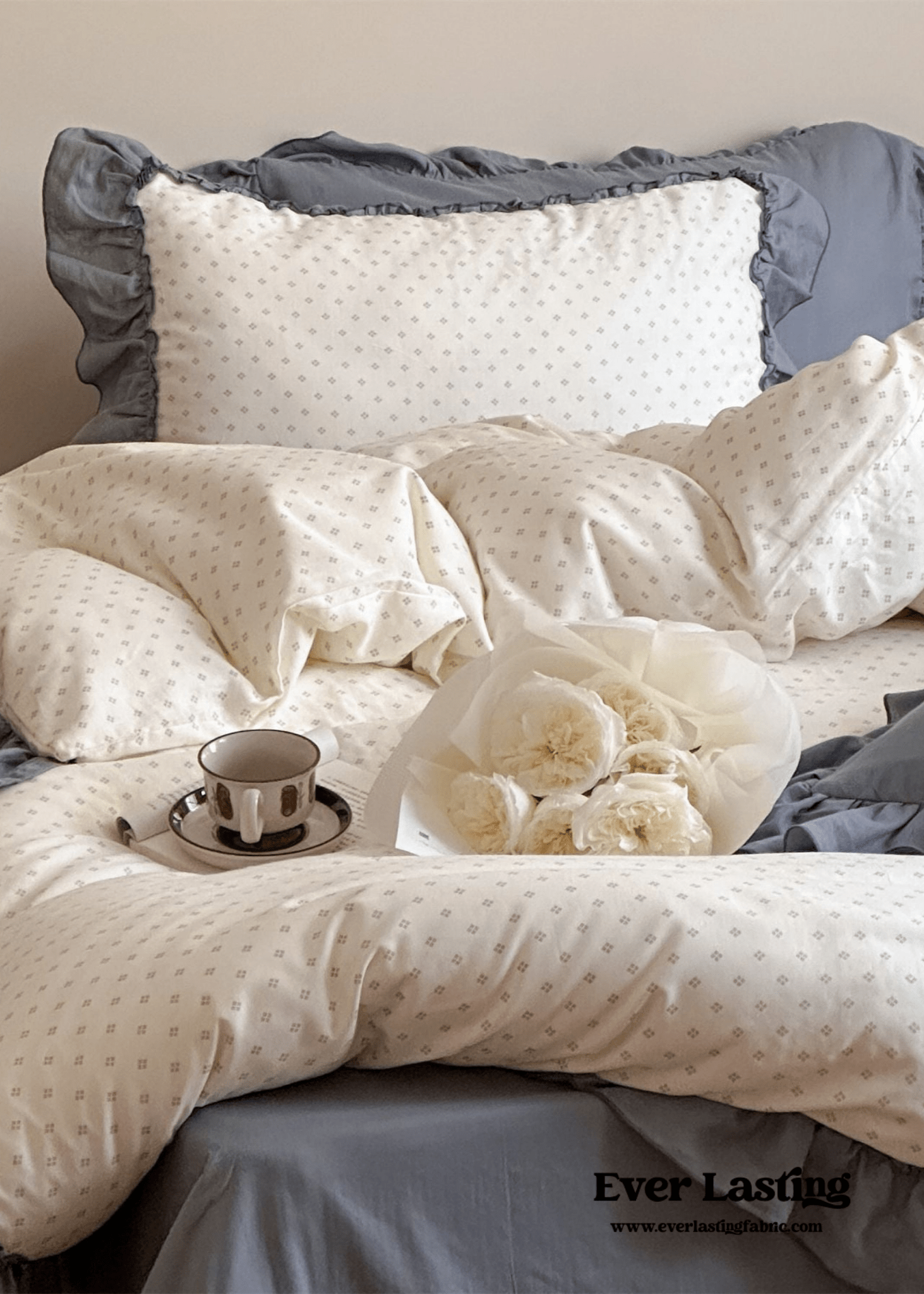 Cottage Inspired Ruffle Bedding Set / Soft Blue - Ever Lasting
