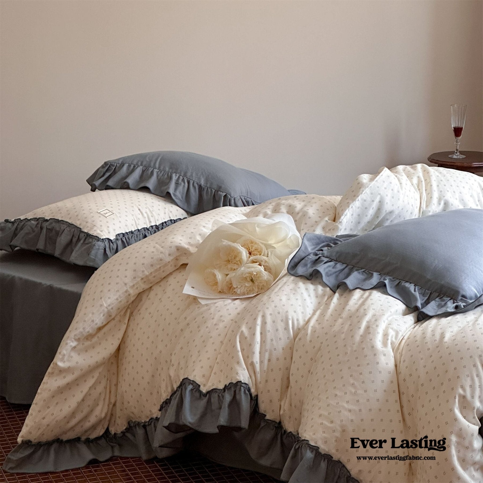 Cottage Inspired Ruffle Bedding Set / Soft Blue - Ever Lasting