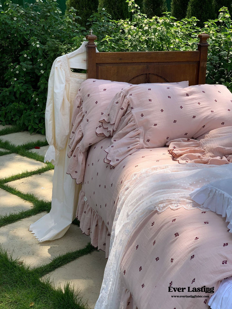 Cottage Pink Ruffle Bedding Bundle Set