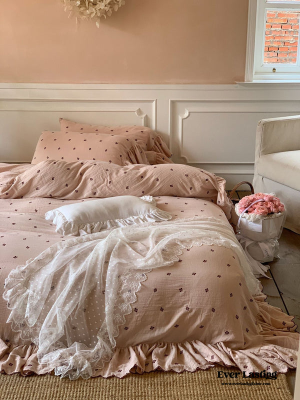 Cottage Pink Ruffle Bedding Set